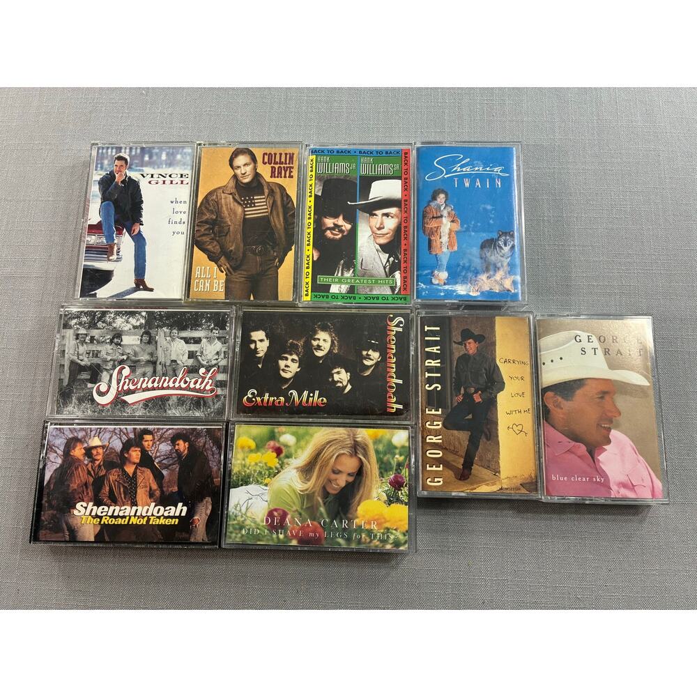 90s Country Cassette Tape Lot 10 Shania George Strait Shenandoah Vince Gill